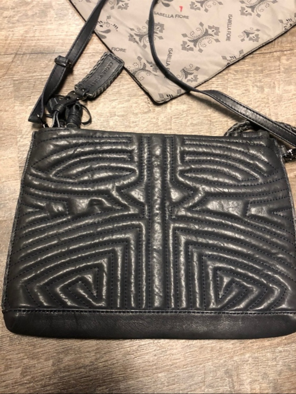 Isabella Fiore Quilted Crossbody with Geometric Stitching